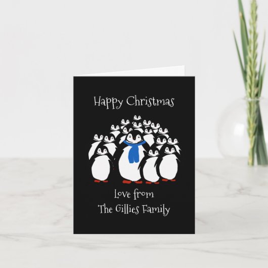 Persoonlijke Pinguïn Kerstmis Feestdagen Kaart (Voorkant)