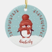 Persoonlijke Pinguïn Kerstmis Keramisch Ornament (Voorkant)