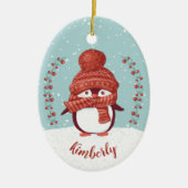 Persoonlijke Pinguïn Kerstmis Keramisch Ornament (Voorkant)