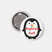 Persoonlijke pinguïn kinderkunstwerk magneet (Voorkant / Achterkant)