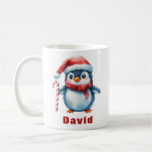 Persoonlijke pinguïn met snoepstok aangepaste naam koffiemok (Links)
