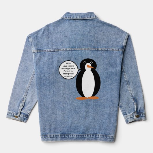 Persoonlijke Pinguïndame Ms. Penguin in haar bloot Denim Jacket (Achterkant)