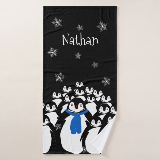 Persoonlijke Pinguïnfamilie Badhanddoek (Badhanddoek)