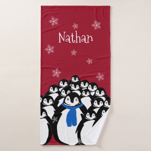 Persoonlijke Pinguïnfamilie Badhanddoek (Badhanddoek)