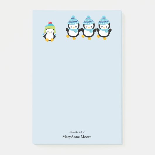Persoonlijke Pinguïns Aangekleed voor Winter Post-it® Notes (Voorkant)