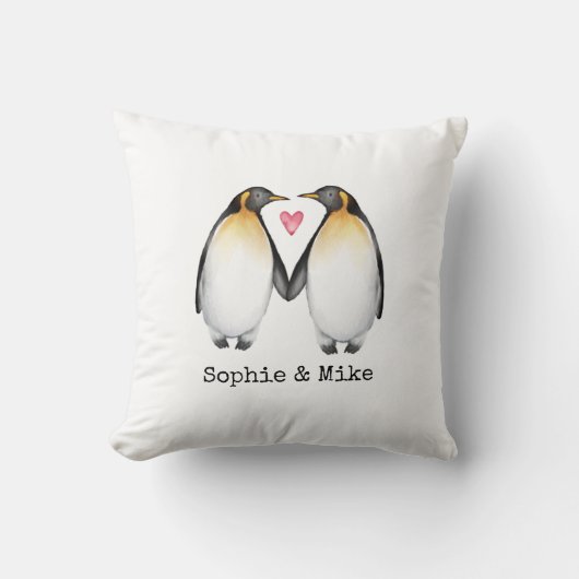 Persoonlijke pinguïns in Love Cushion Kussen (Voorkant)