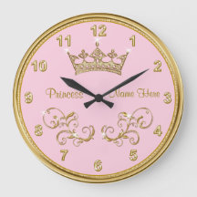 Persoonlijke PINK Princess Clock met Gold Accents