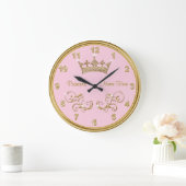 Persoonlijke PINK Princess Clock met Gold Accents Grote Klok (Huis)