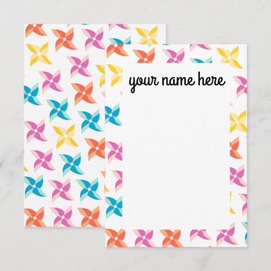 Persoonlijke pinwielnotities bedankkaart (Voorkant / Achterkant)