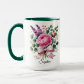 Persoonlijke Pioen Bloem Naam Mok Elegant Cadeau (Links)