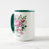 Persoonlijke Pioen Bloem Naam Mok Elegant Cadeau (Voorkant links)