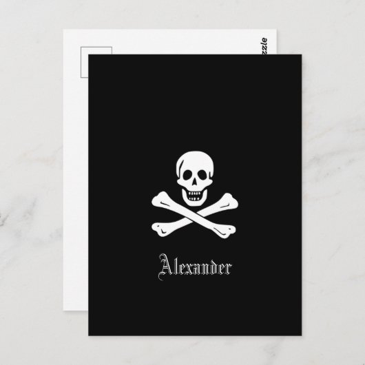 Persoonlijke piraatvlag schedel en kruisbeenderen briefkaart (Voorkant / Achterkant)