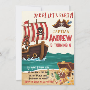 Persoonlijke Piraten Verjaardagsfeest Uitnodigings Kaart