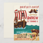 Persoonlijke Piraten Verjaardagsfeest Uitnodigings Kaart (Voorkant / Achterkant)