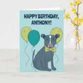 Persoonlijke Pit Bull Puppy met Bril Kaart (Gele Bloem)