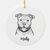 Persoonlijke Pitbull-hond Kerstmis Keramisch Ornament (Achterkant)