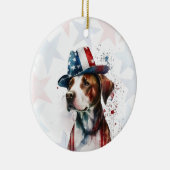 Persoonlijke Pitbull-hond voor 4 juli Keramisch Ornament (Rechts)