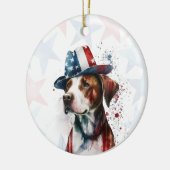 Persoonlijke Pitbull-hond voor 4 juli Keramisch Ornament (Links)