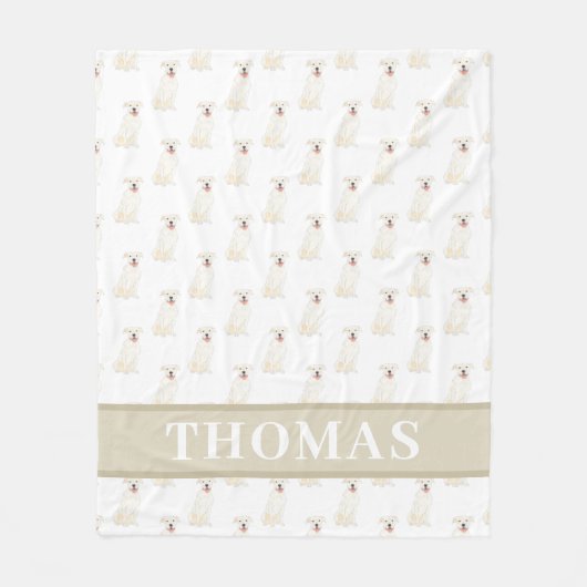 Persoonlijke Pitbull Staffy (Wit) Fleece Deken (Voorkant)