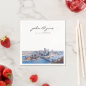 Persoonlijke Pittsburgh Skyline Cocktail Napkin Servet (Insitu)