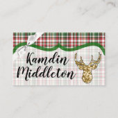 Persoonlijke plaatskaarten Goud Glitter Rendier Pl Plaatskaartje (Voorkant)