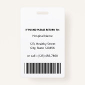 Persoonlijke Plain White Doctor Fotoidentiteit Badge (Achterkant)