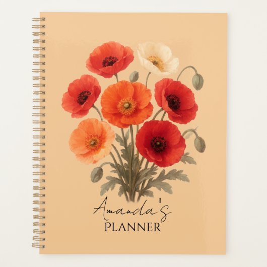 Persoonlijke planner, kleurrijke klaproos bloem bl planner (Voorkant)