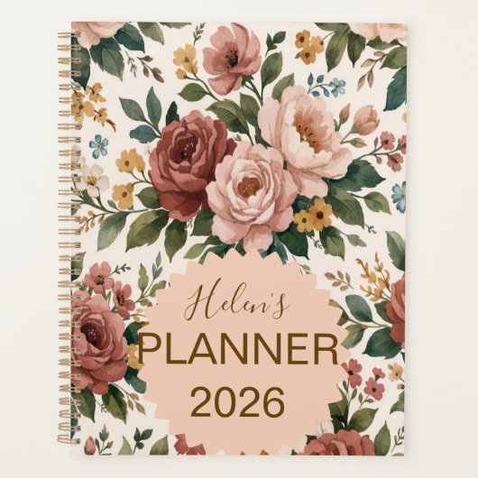 Persoonlijke planner met vintage bloemenprint (Voorkant)