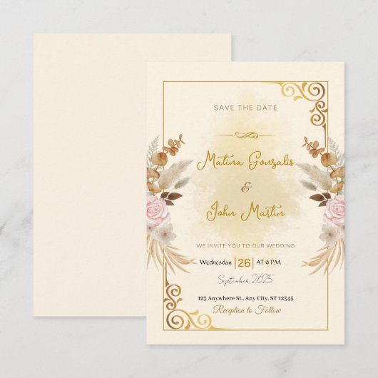 Persoonlijke platte Save The Date-kaart Date (Voorkant / Achterkant)