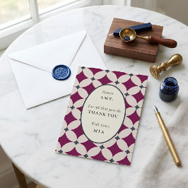 Persoonlijke Plum Crème Navy Tegel Platte Dankjewe Kaart