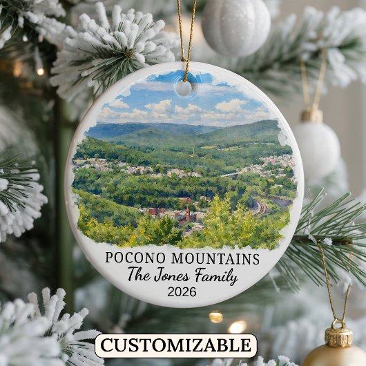 Persoonlijke Pocono Mountains, op maat gemaakte Pe Keramisch Ornament