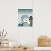 Persoonlijke Podenco Dog Art Deco Grey en White Poster (Keuken)