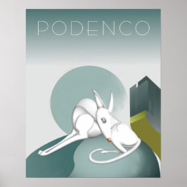 Persoonlijke Podenco Dog Art Deco Grey en White Poster