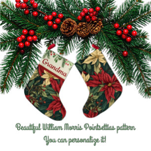 Persoonlijke Poinsettia van vintage William Morris Kleine Kerstsok