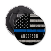 Persoonlijke politie met thin Blue Line Button Flesopener (Voorkant)