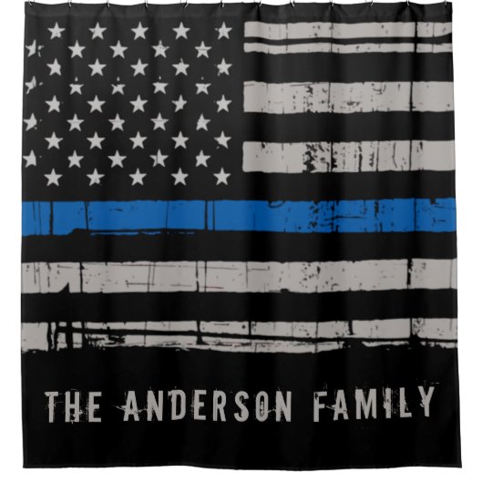 Persoonlijke politie met thin Blue Line Douchegordijn (Voorkant)