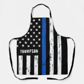 Persoonlijke politieagent BBQ Thin Blue Line Schort (Voorkant)