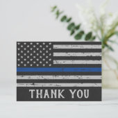 Persoonlijke politieagent in blauwe lijn bedankkaart (Staand voorkant)