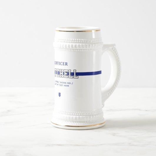 Persoonlijke politieagent in blauwe lijn bierpul (Voorkant rechts)