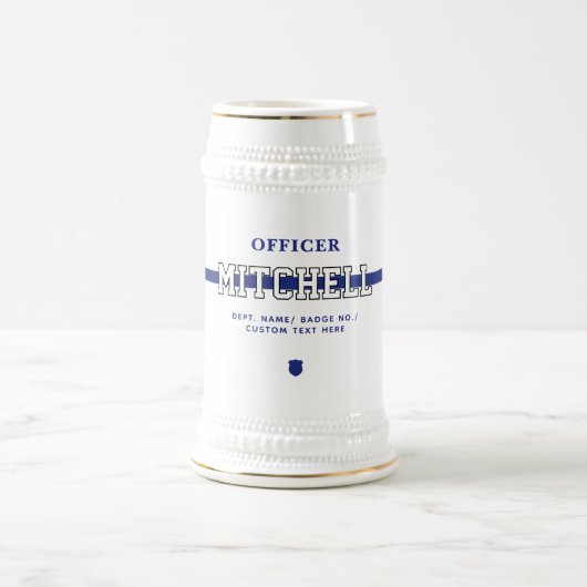 Persoonlijke politieagent in blauwe lijn bierpul (Center)