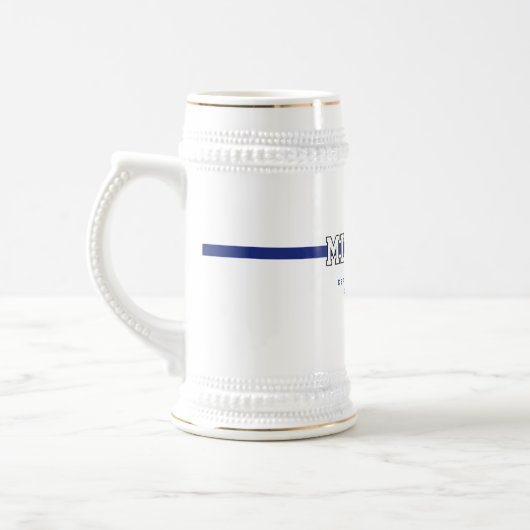 Persoonlijke politieagent in blauwe lijn bierpul (Links)