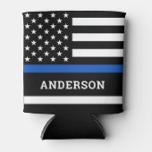 Persoonlijke politieagent in blauwe lijn blikjeskoeler (Voorkant)