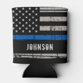 Persoonlijke politieagent in blauwe lijn blikjeskoeler (Achterkant)