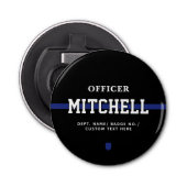 Persoonlijke politieagent in blauwe lijn button flesopener (Voorkant)