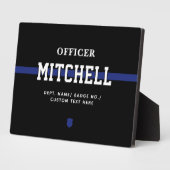 Persoonlijke politieagent in blauwe lijn fotoplaat (Zijkant)