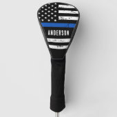 Persoonlijke politieagent in blauwe lijn golfheadcover (Voorkant)