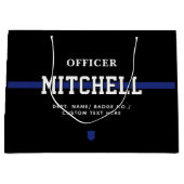 Persoonlijke politieagent in blauwe lijn groot cadeauzakje (Voorkant)