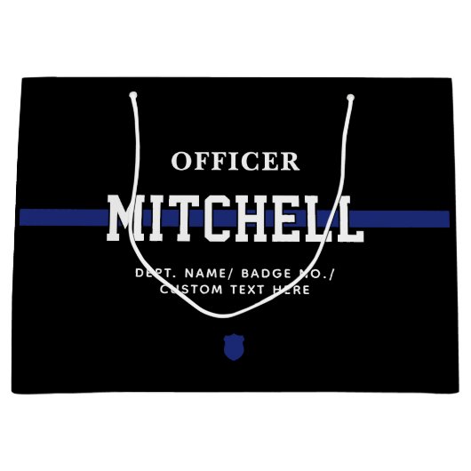 Persoonlijke politieagent in blauwe lijn groot cadeauzakje (Voorkant)