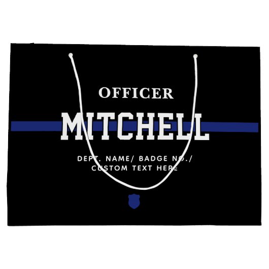 Persoonlijke politieagent in blauwe lijn groot cadeauzakje (Achterkant)