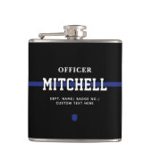 Persoonlijke politieagent in blauwe lijn heupfles (Voorkant)